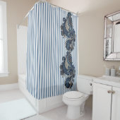 Dark Blue Paisley Stripe Muster Retro Chic Boho Duschvorhang (Beispiel)