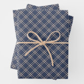 Dark Blue & Pastel Grau Kariertes Tartan Muster Geschenkpapier Set (Beispiel)