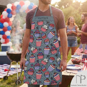 Dark Blue Patriotic 4. Juli Cupcakes Custom Schürze
