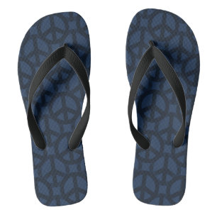 Dark Blue Peace Sign Badesandalen