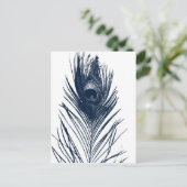 Dark Blue Peacock Feather Postcard Postkarte (Stehend Vorderseite)