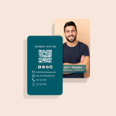 Dark Blue Photo QR Code Connect With Me Visitenkarte