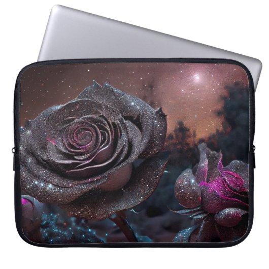 DARK BLUE & PINK ANTIQUE ROSE LAPTOPSCHUTZHÜLLE (Vorderseite)