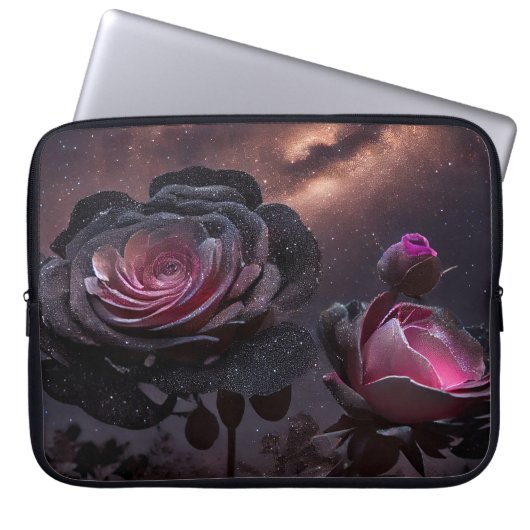DARK BLUE & PINK ANTIQUE ROSE LAPTOPSCHUTZHÜLLE (Vorderseite)