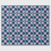 Dark Blue Pink tartan Kariert Gingham Pattern Geschenkpapier (Flach)
