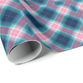 Dark Blue Pink tartan Kariert Gingham Pattern Geschenkpapier (Rolleneckpunkt)