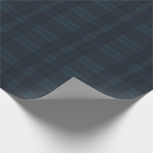 Dark Blue Plaid Holiday Christmas Pattern Geschenkpapier (Ecke)