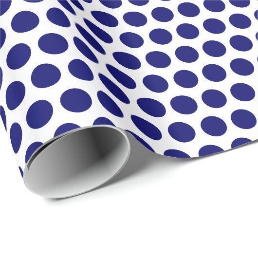 Dark Blue Polka Dots Geschenkpapier (Rolleneckpunkt)