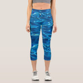 Dark Blue Pool Water Capri Leggings (Vorderseite)