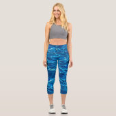 Dark Blue Pool Water Capri Leggings (Vorderseite)