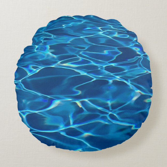 Dark Blue Pool Water Rundes Kissen (Vorderseite)