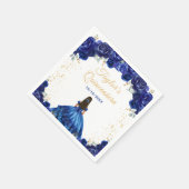 Dark Blue Princess Floral Quinceañera Serviette (Ecke)