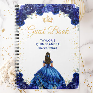 Dark Blue Princess Quinceañera Gästebuch Notizblock