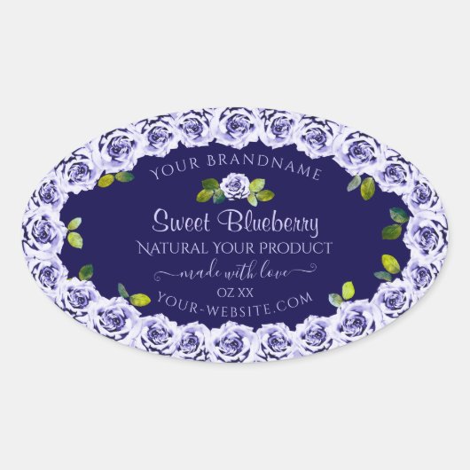 Dark Blue Product Packaging Labels Coole Rose Fram Ovaler Aufkleber (Vorderseite)