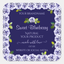 Dark Blue Product Packaging Labels Coole Rose Fram Quadratischer Aufkleber