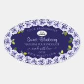 Dark Blue Product Packaging Labels Rose Frame Logo Ovaler Aufkleber (Vorderseite)