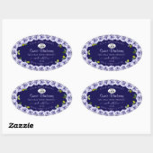 Dark Blue Product Packaging Labels Rose Frame Logo Ovaler Aufkleber (Blatt)