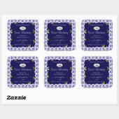 Dark Blue Product Packaging Labels Rose Frame Logo Quadratischer Aufkleber (Blatt)