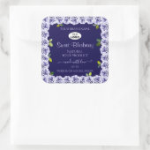 Dark Blue Product Packaging Labels Rose Frame Logo Quadratischer Aufkleber (Tasche)