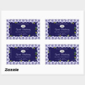 Dark Blue Product Packaging Labels Rose Frame Logo Rechteckiger Aufkleber (Blatt)
