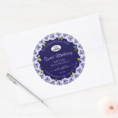 Dark Blue Product Packaging Labels Rose Frame Logo Runder Aufkleber (Umschlag)