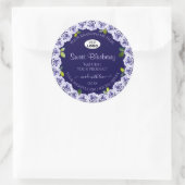 Dark Blue Product Packaging Labels Rose Frame Logo Runder Aufkleber (Tasche)