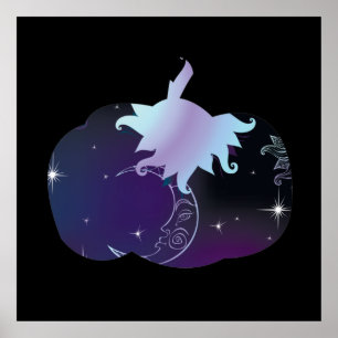 Dark Blue Pumpkin Poster