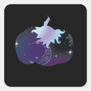 Dark Blue Pumpkin Quadratischer Aufkleber
