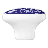 Dark Blue Raccoon Woodland Animal Floral Cobalt Keramikknauf (Seitenansicht)