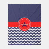 Dark Blue Red Zickzack Fleecedecke (Vorderseite)