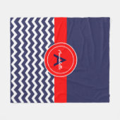 Dark Blue Red Zickzack Fleecedecke (Vorderseite (Horizontal))