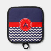 Dark Blue Red Zickzack Topflappen (Vorderseite)
