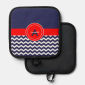 Dark Blue Red Zickzack Topflappen (Vorderseite/Rückseite)