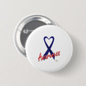 Dark Blue Ribbon Awareness Design Button (Vorne & Hinten)