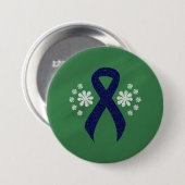 Dark Blue Ribbon Chalkboard Button (Vorne & Hinten)