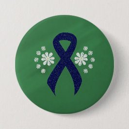 Dark Blue Ribbon Chalkboard Button