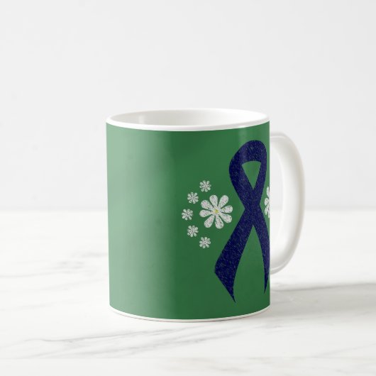 Dark Blue Ribbon Chalkboard Kaffeetasse (VorderseiteRechts)