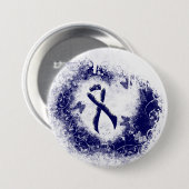 Dark Blue Ribbon Grunge Herz Button (Vorne & Hinten)