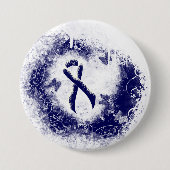 Dark Blue Ribbon Grunge Herz Button (Vorderseite)