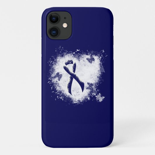 Dark Blue Ribbon Grunge Herz Case-Mate iPhone Hülle (Rückseite)