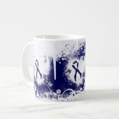 Dark Blue Ribbon Grunge Herz Kaffeetasse (Vorderseite Links)