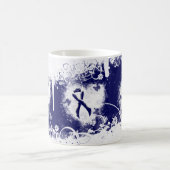 Dark Blue Ribbon Grunge Herz Kaffeetasse (Mittel)