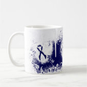Dark Blue Ribbon Grunge Herz Kaffeetasse (Links)