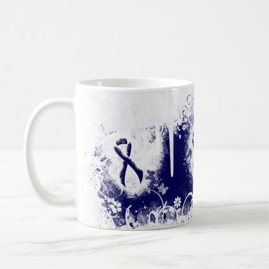 Dark Blue Ribbon Grunge Herz Kaffeetasse (Links)