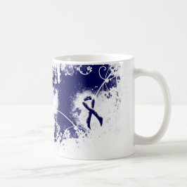 Dark Blue Ribbon Grunge Herz Kaffeetasse