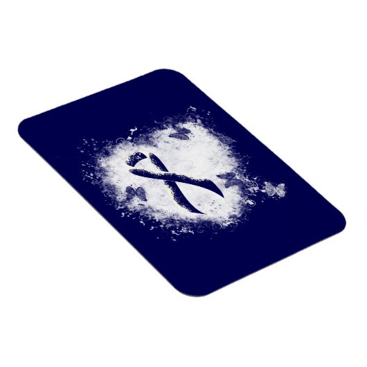 Dark Blue Ribbon Grunge Herz Magnet (Rechte Seite)