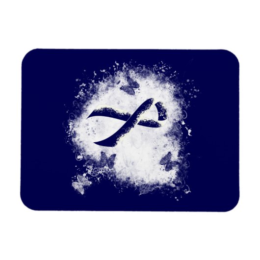 Dark Blue Ribbon Grunge Herz Magnet (Horizontal)