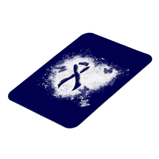 Dark Blue Ribbon Grunge Herz Magnet (Linke Seite)