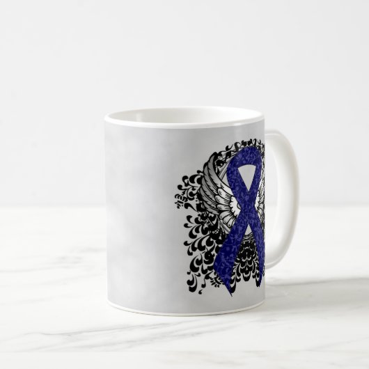 Dark Blue Ribbon mit Flügeln Kaffeetasse (VorderseiteRechts)