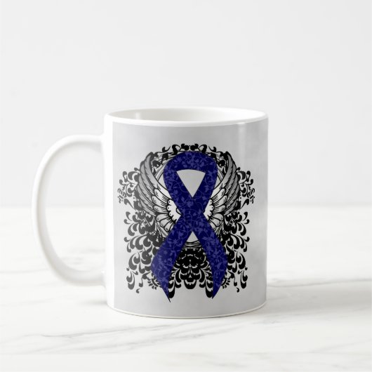 Dark Blue Ribbon mit Flügeln Kaffeetasse (Links)